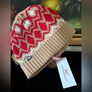 NWT Vineyard Vines Unisex Men Women Patchwork Fair Isle Beanie Hat Camel